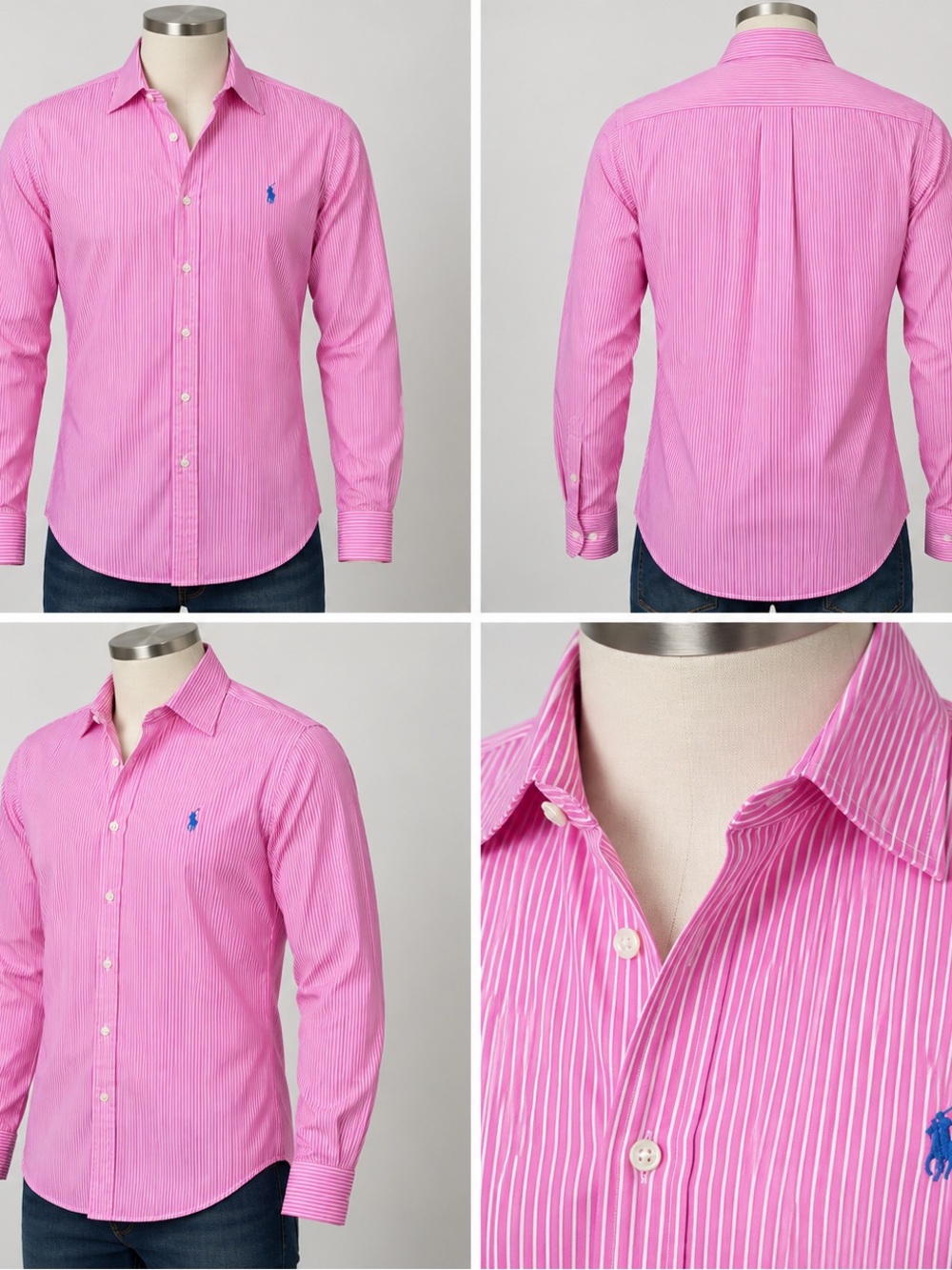 Ralph Lauren Pink and White Stripe Tailored Dress Shirt
